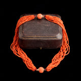 Early Victorian Coral Beads & "Pineapple" Clasp Bracelet Set