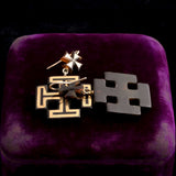 Victorian Pique Maltese and Jerusalem Cross Earrings