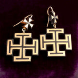 Victorian Pique Maltese and Jerusalem Cross Earrings