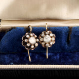 Early Victorian Rose Cut Diamond Cluster Earrings
