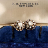 Early Victorian Rose Cut Diamond Cluster Earrings