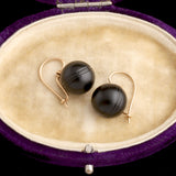 Victorian Carved Onyx Sphere Earrings