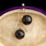 Victorian Carved Onyx Sphere Earrings