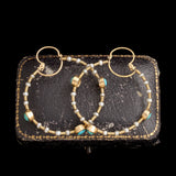 Early Victorian Turquoise & Seed Pearl Twisted Wire Hoops