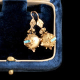 Etruscan Revival Turquoise Orb Earrings