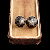 Victorian Banded Agate & Diamond Star Stud Earrings