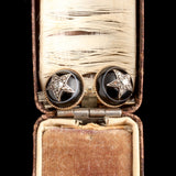 Victorian Banded Agate & Diamond Star Stud Earrings