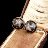 Victorian Banded Agate & Diamond Star Stud Earrings