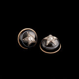 Victorian Banded Agate & Diamond Star Stud Earrings