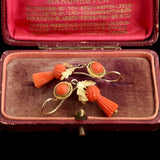 Victorian Coral Thistle Earrings