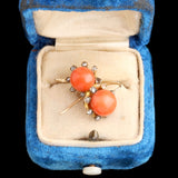 Victorian Coral & Diamond Cluster Earrings