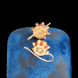 Victorian Coral & Diamond Cluster Earrings