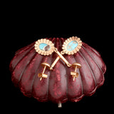 Victorian Turquoise & Rose Gold Floral Drop Earrings