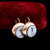 Victorian Nicolo Onyx Cupid Intaglio Earrings
