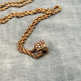 "V"V" Seed Pearl Cube Slide Necklace