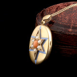 Victorian Coral, Pearl & Enamel Starburst Locket