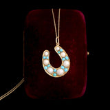 Victorian Turquoise & Pearl Horseshoe Necklace