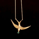 Victorian Swallow & Emerald Necklace