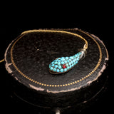 Victorian Turquoise & Garnet Snake Head Necklace