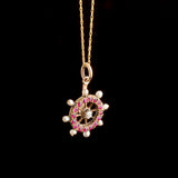Victorian Ruby, Diamond & Pearl Ship's Wheel Pendant