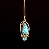 Victorian Turquoise & Garnet Falcon Necklace