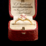 Victorian Pearl & Ruby "X" Ring