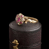 Mid Victorian Ruby & Diamond Cluster Ring