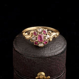 Mid Victorian Ruby & Diamond Cluster Ring