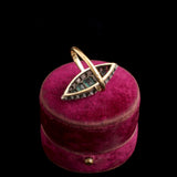 Mid 19th Century French Emerald & Diamond Navette Ring