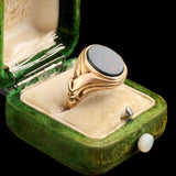 Mid Victorian Ribbon Shouldered Bloodstone Signet Ring