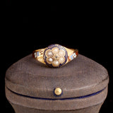 Victorian Enamel, Pearl & Diamond "Ever True" Cluster Ring