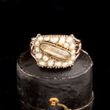 Georgian Topaz & Pearl Rectangle Cluster Ring