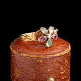 Early Victorian Gemstone Pansy Cluster Ring