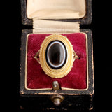 Victorian Archaeological Style Bullseye Agate Ring
