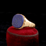 Victorian Armored Shoulders Lapis Signet Ring