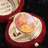 Georgian "Je me fait un jeu dagiter les coeurs" Agate Intaglio Ring